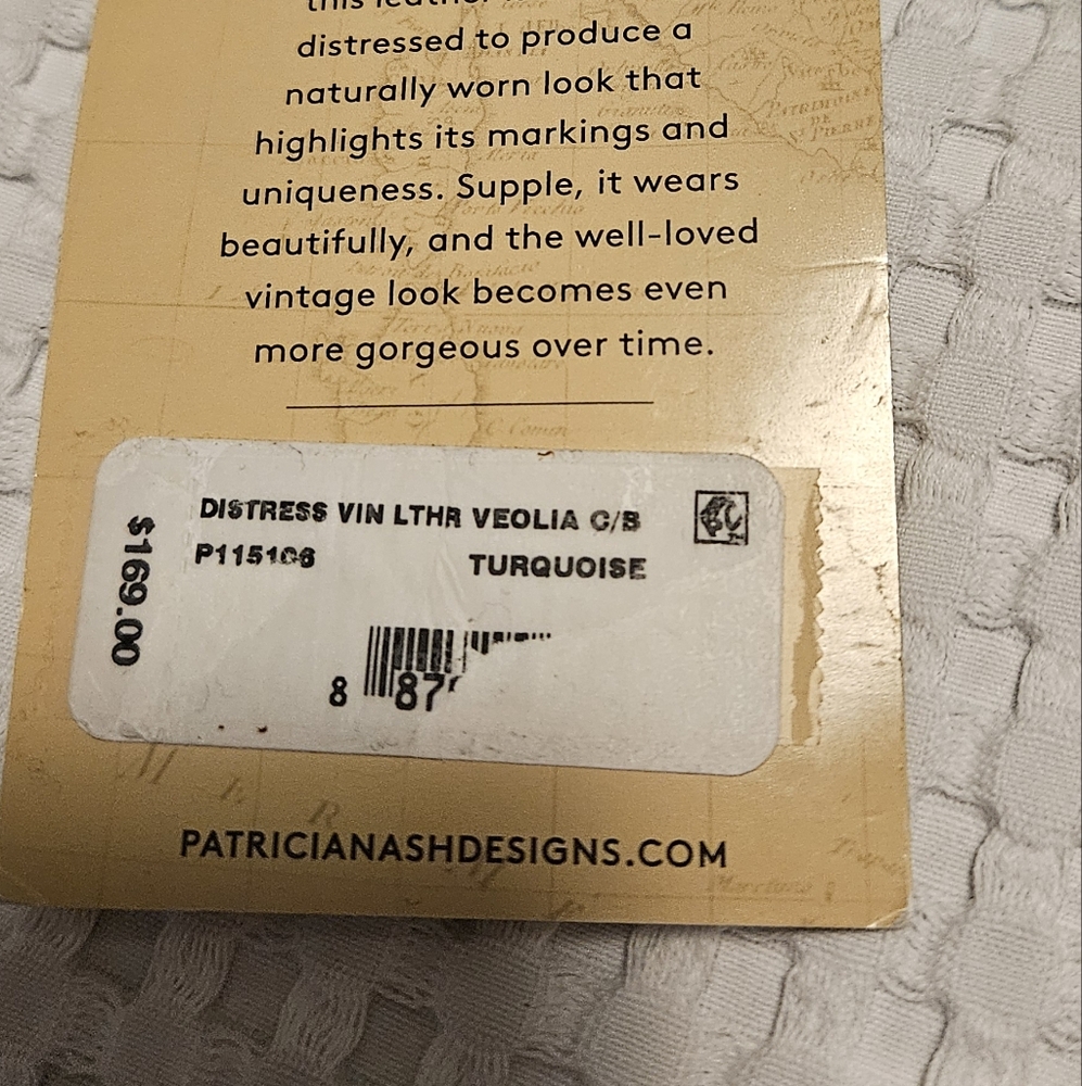 NWT Patricia Nash Leather Veolia Crossbody W/ Detachable Pearl Handle: Turquoise - Picture 7 of 15